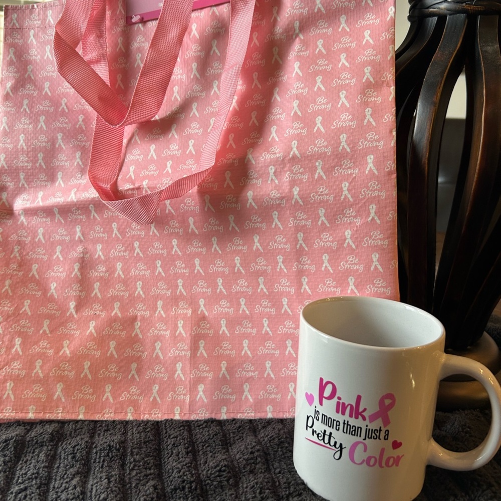 Pink Ribbon Tote and Mug Set